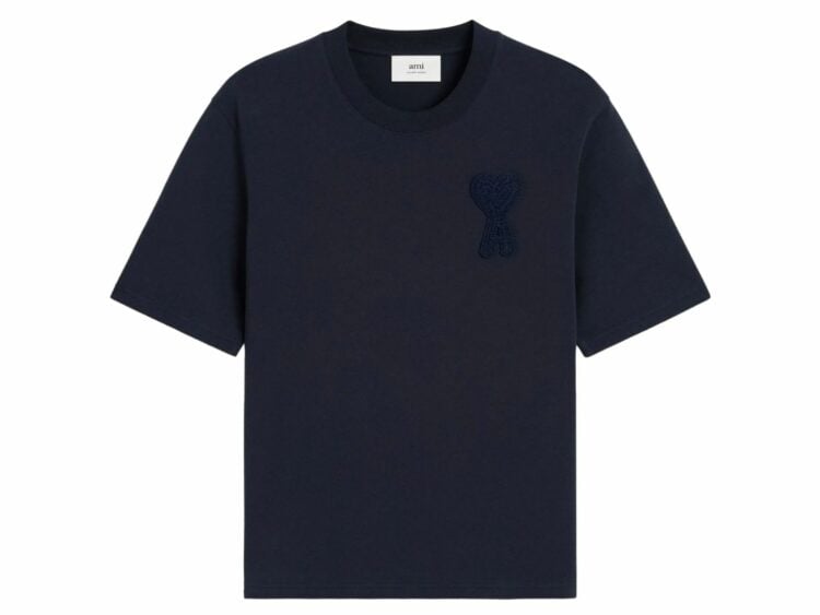 ami paris patch t shirt navy blue