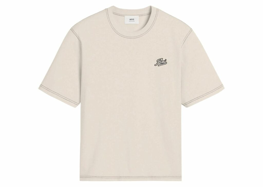 ami paris printed t shirt cream white