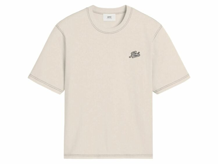 ami paris printed t shirt cream white