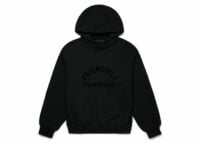 fear of god essentials arch logo hoodie jet black