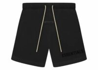 fear of god essentials cream drawstring sweatshort jet black
