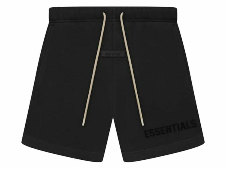 fear of god essentials cream drawstring sweatshort jet black