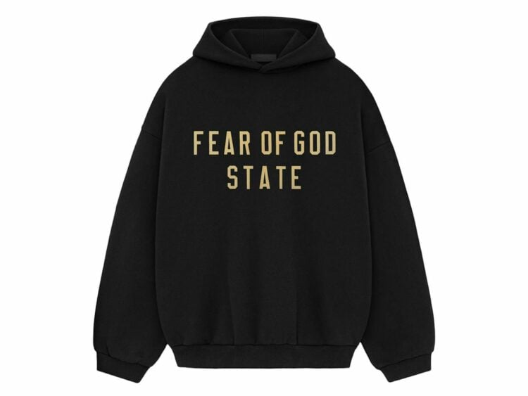 fear of god essentials fleece hoodie black