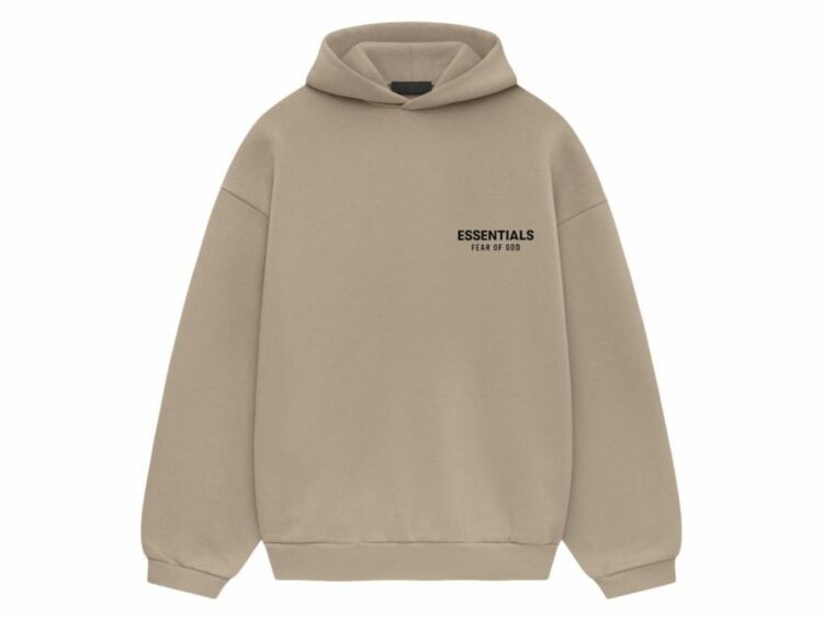 fear of god essentials fleece hoodie desert sand