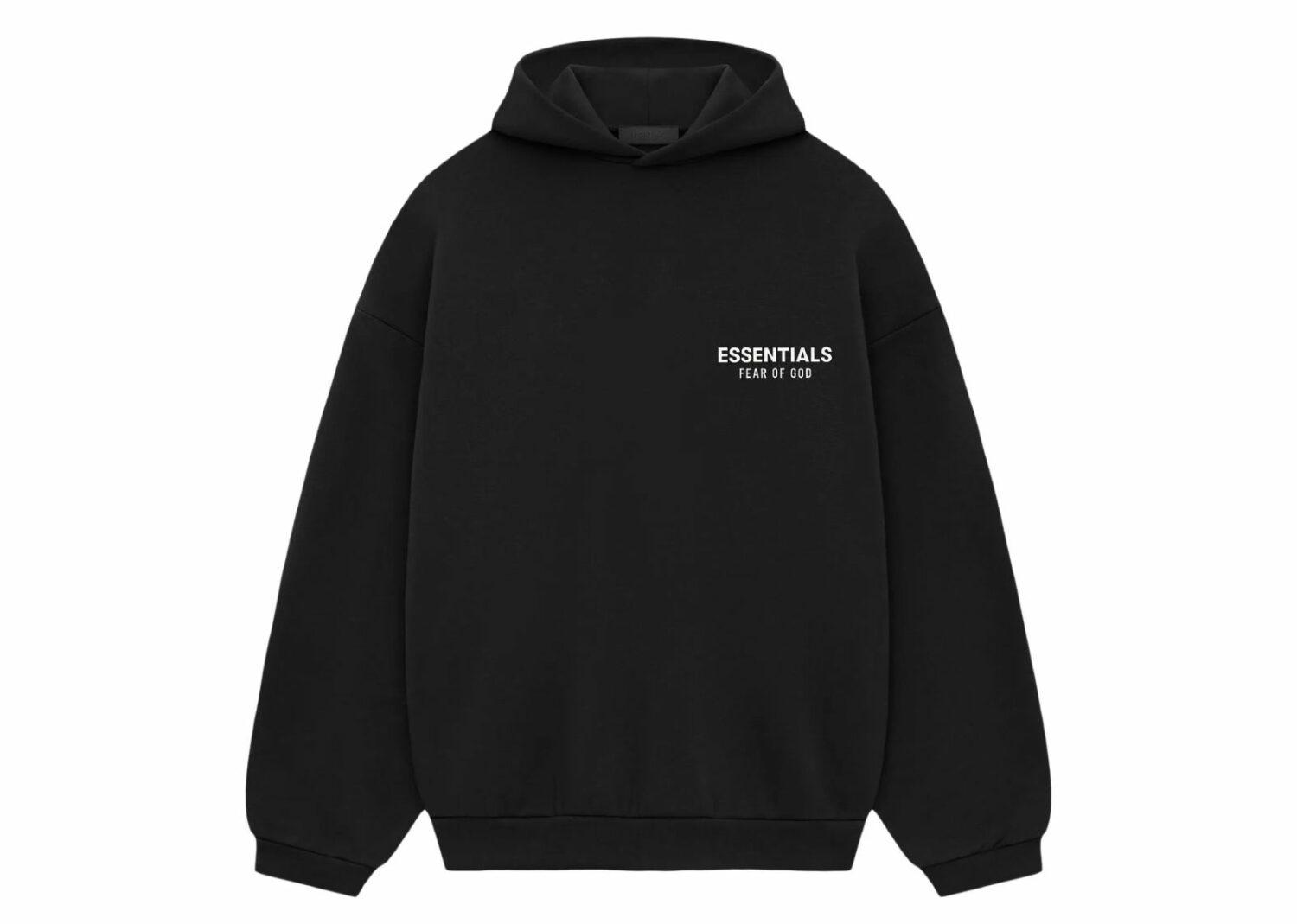 fear of god essentials fleece hoodie (fw24) black