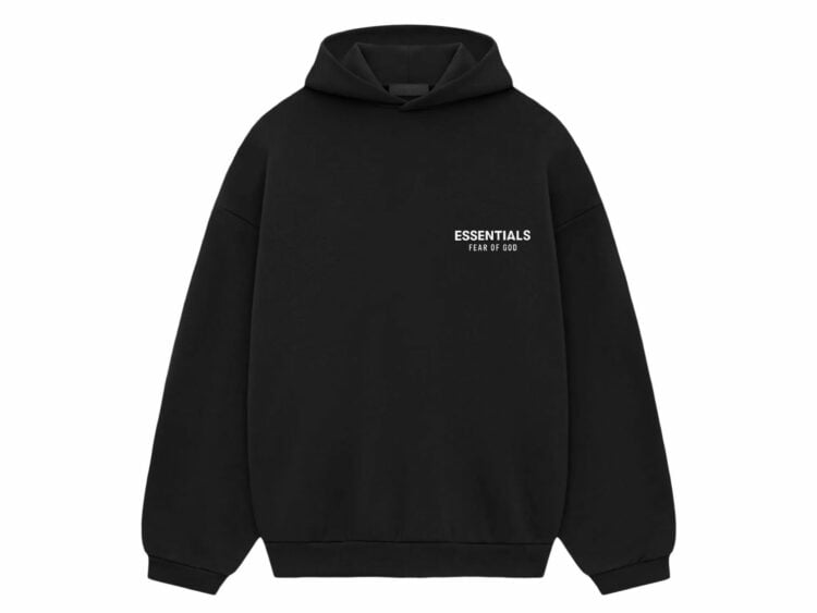 fear of god essentials fleece hoodie (fw24) black