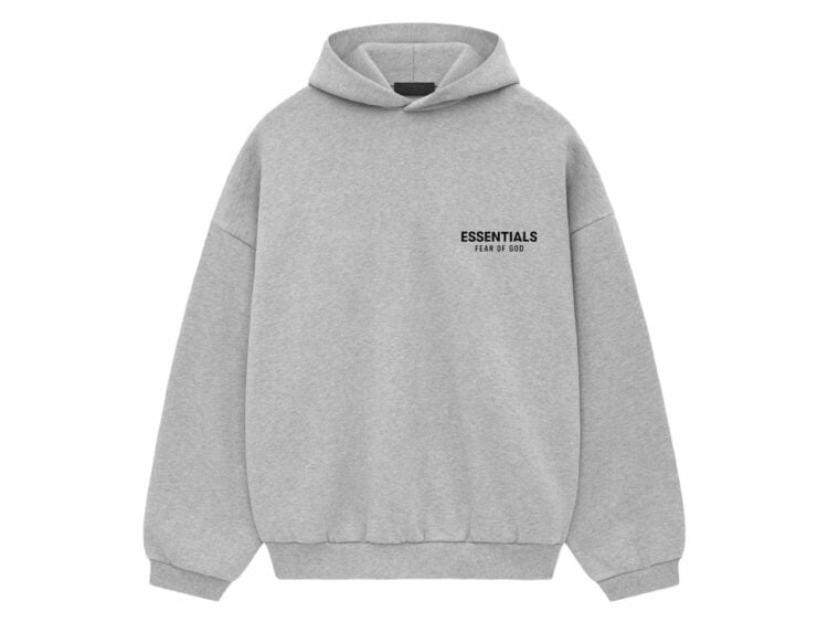 fear of god essentials fleece hoodie light heather gray