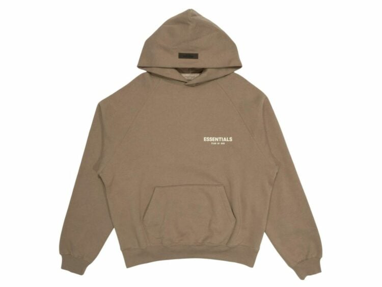 fear of god essentials hoodie desert taupe