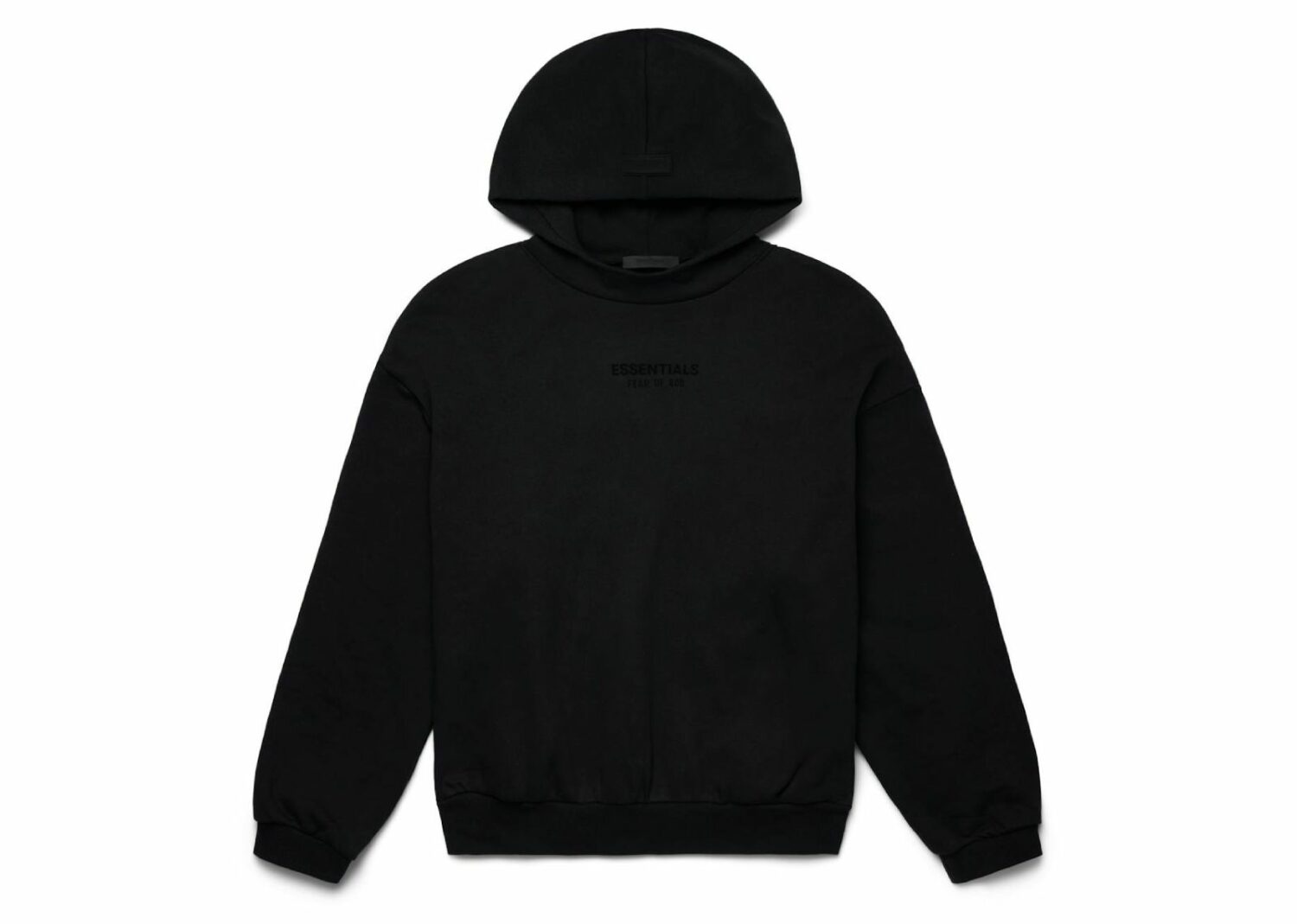 fear of god essentials hoodie jet black