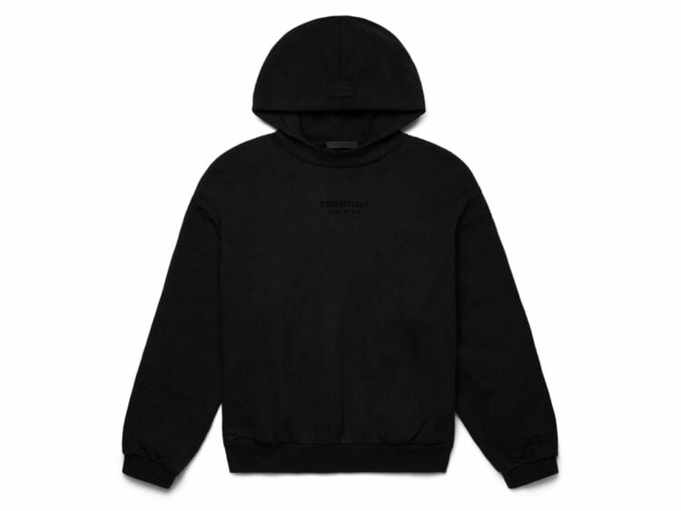 fear of god essentials hoodie jet black