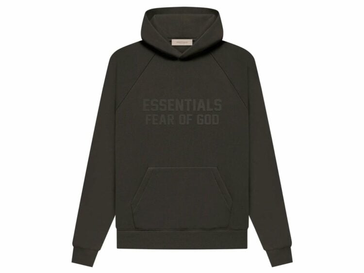 fear of god essentials hoodie off black