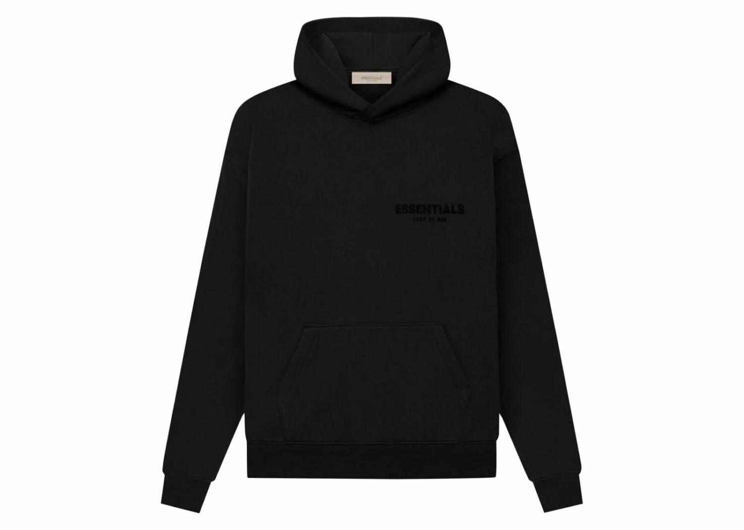 fear of god essentials pullover chest logo hoodie stretch limo black