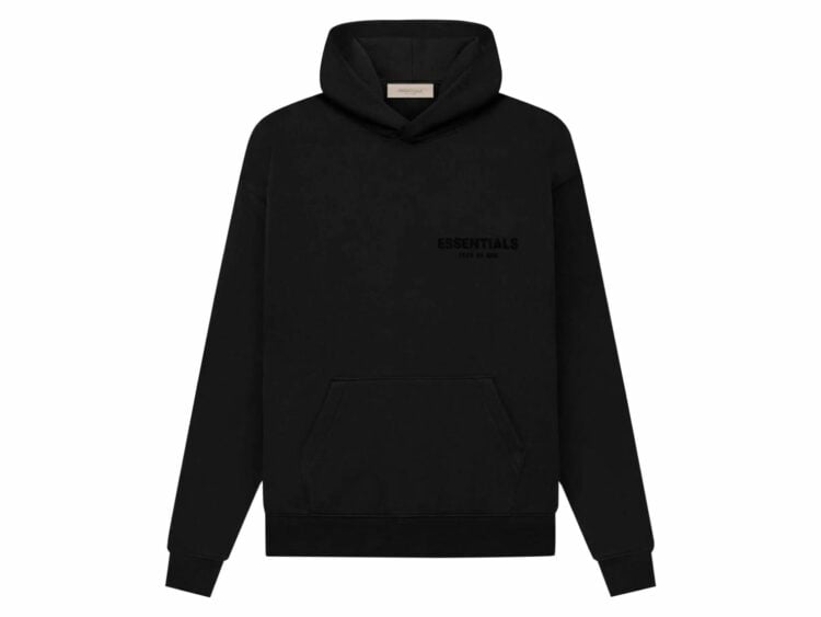 fear of god essentials pullover chest logo hoodie stretch limo black