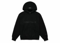 fear of god essentials pullover hoodie applique logo dark slate stretch limo black