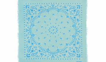 Kujten Small Cashmere Bicolor Bandana Hachi Bleu Green