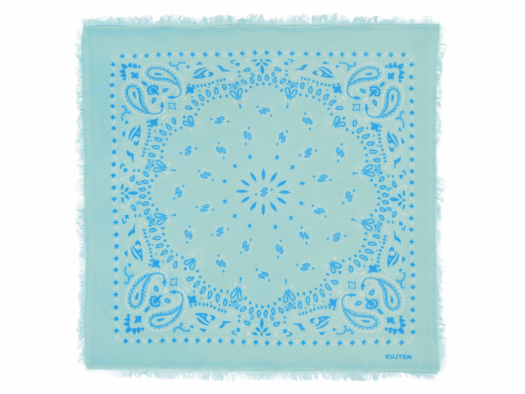 kujten small cashmere bicolor bandana hachi bleu green