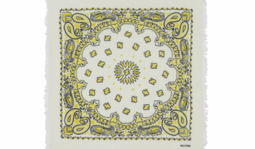 Kujten Small Cashmere Bicolor Bandana Hachi Yellow Black