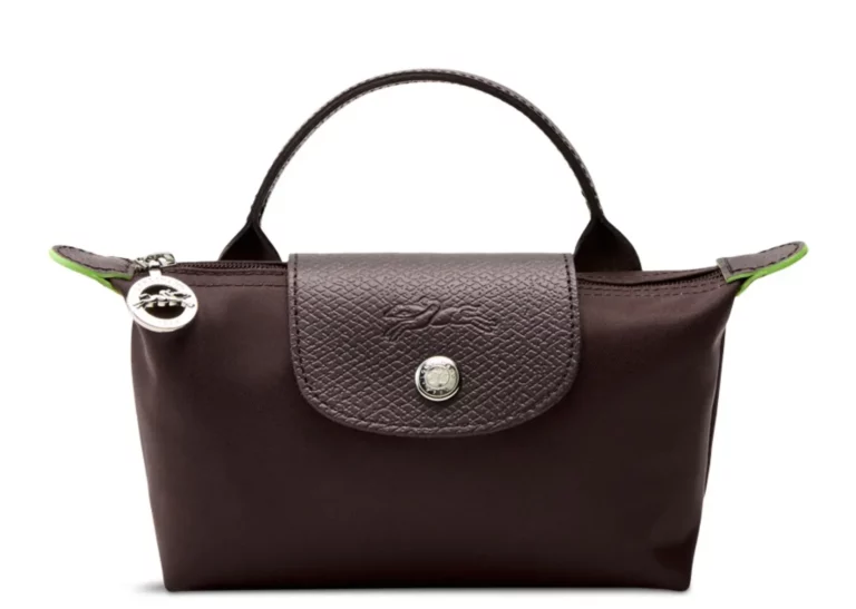 Longchamp Le Pliage Green Pouch with handle Mocha