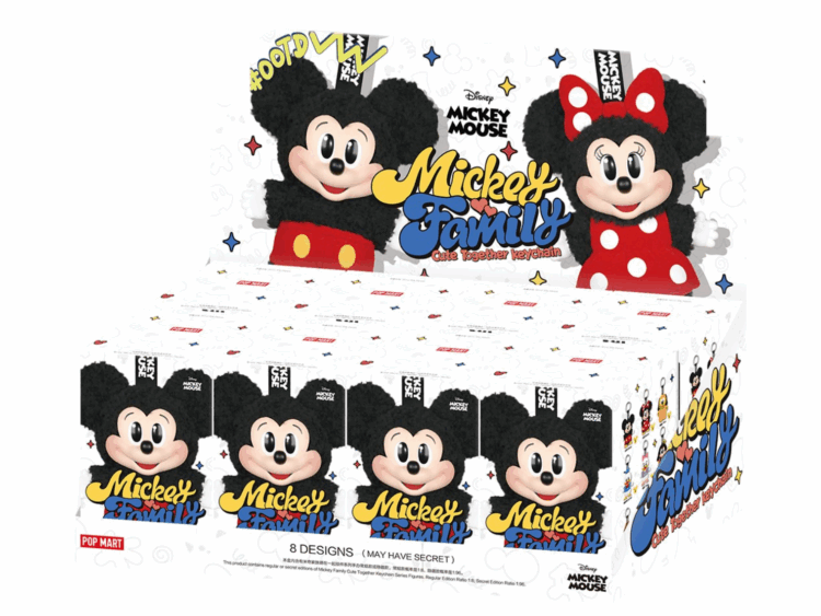 pop mart disney mickey family together series plush keychain sealed case (8 blind box)