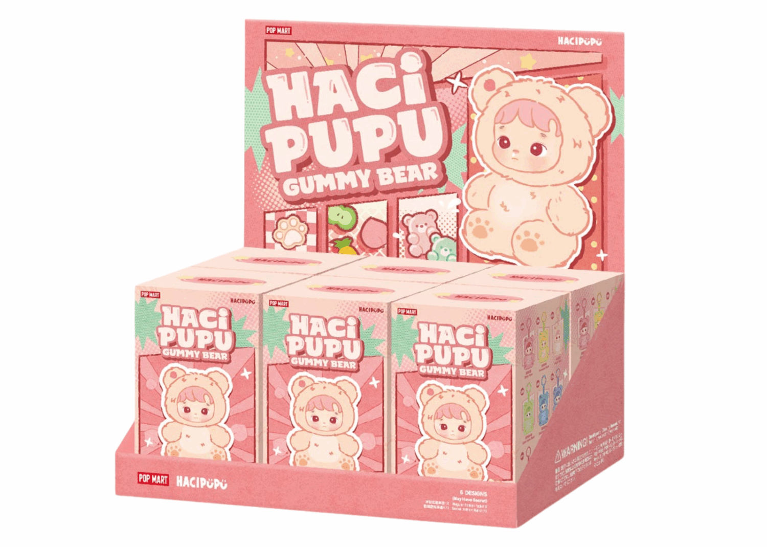 pop mart hacipupu gummy bear series vinyl plush pendant sealed case (6 blind box)