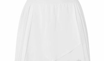 Alo Yoga Aces Wrap-Effect Pleated Tennis Skirt White
