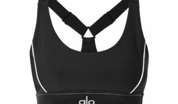 Alo Yoga Airlift Suit Up Sports Bra Black White