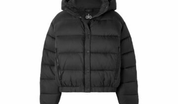 Alo Yoga Aspen Love Hooded Quilted Padded Ripstop Jacket Black