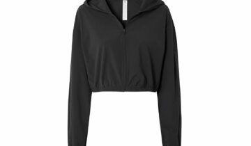 Alo Yoga Effortless Cropped Stretch‑Shell Hoodie Black