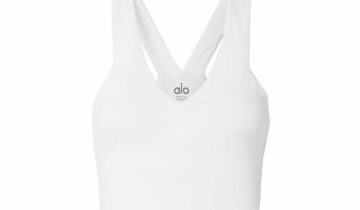 Alo Yoga Real Airbrush Sports Bra White