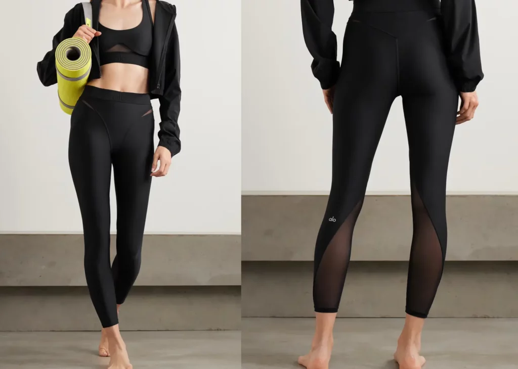 Alo Yoga Rebel Mesh‑Trimmed Airlift Leggings Black - W54178R‑BLACK