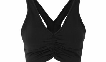 Alo Yoga Wild Thing Ruched Airbrush Sports Bra Black