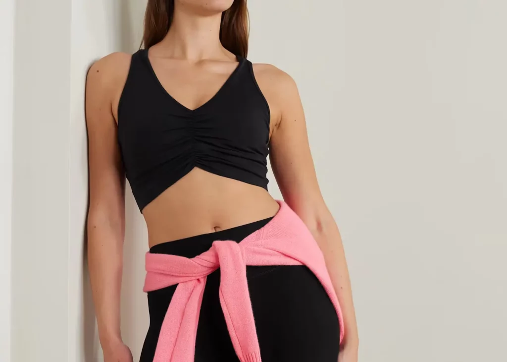 Alo Yoga Wild Thing Ruched Airbrush Sports Bra Black - W9116R