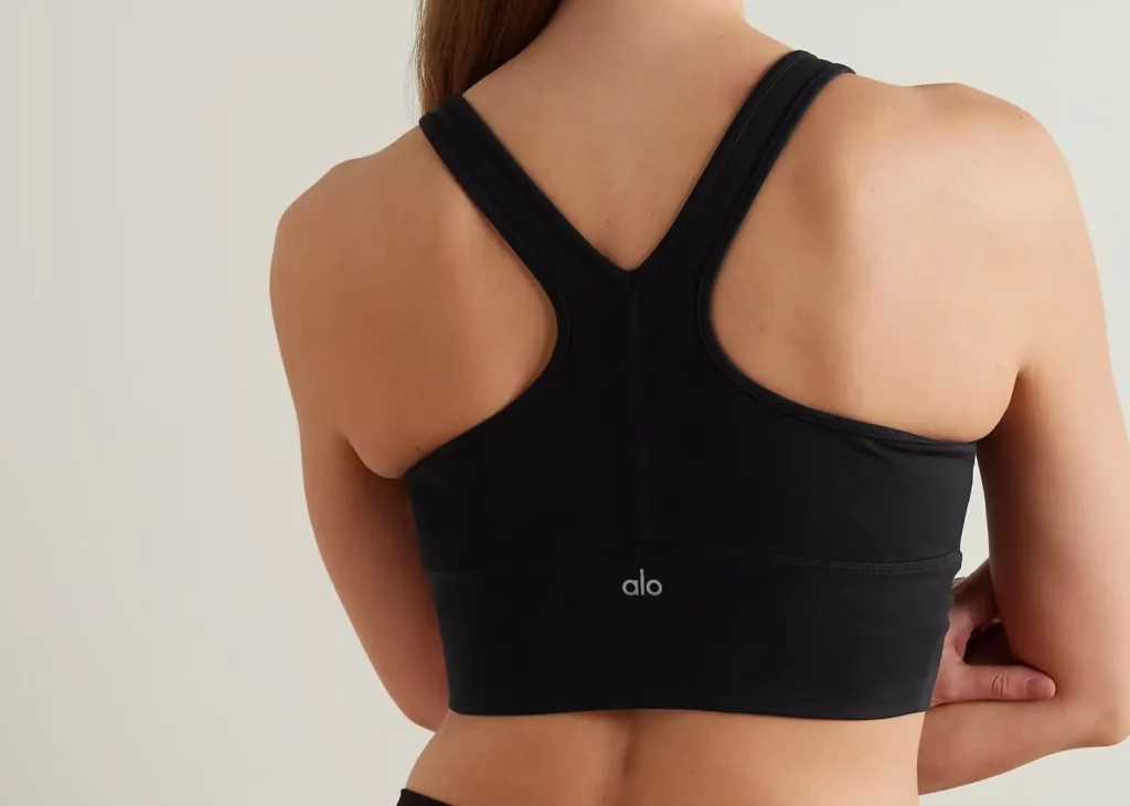 Alo Yoga Wild Thing Ruched Airbrush Sports Bra Black - W9116R
