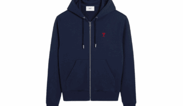 Ami Paris Ami De Coeur Cotton Zipped Hoodie Navy