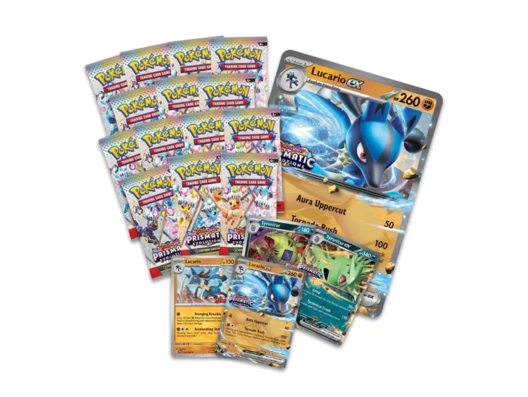 2025 Pokémon Scarlet & Violet Prismatic Evolutions Lucario ex & Tyranitar ex Premium Collection (Sam's Club Exclusive)