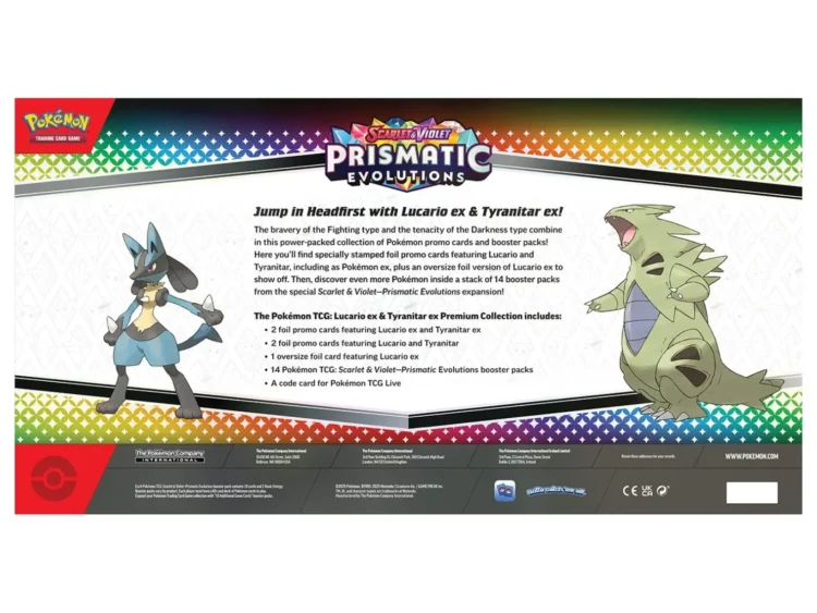 2025 Pokémon Scarlet & Violet Prismatic Evolutions Lucario ex & Tyranitar ex Premium Collection (Sam's Club Exclusive)