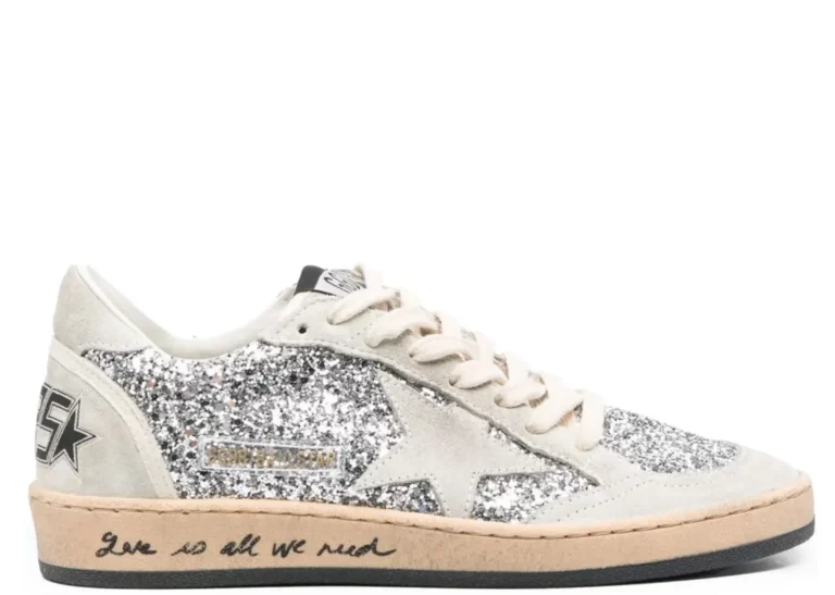 Golden Goose Ball-Star Silver Glitter Suede Love Is All We Need (W)