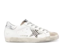 Golden Goose Super-Star White Zebra Pony Star Silver Heel (W)