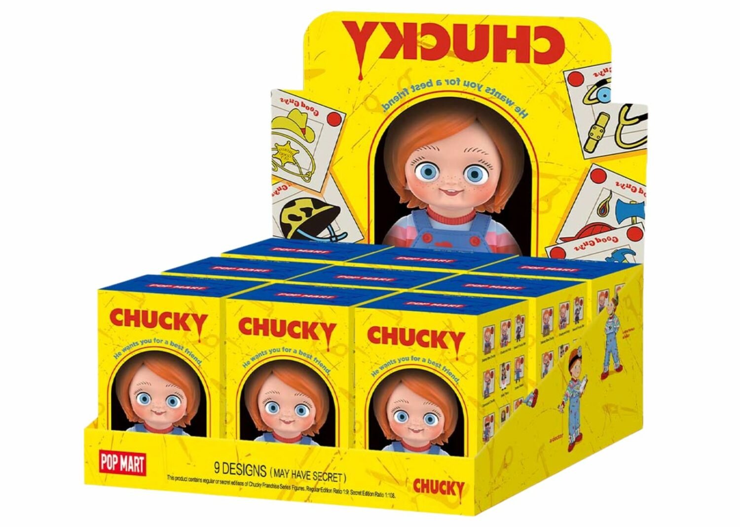 pop mart chucky franchise series figures sealed case (9 blind boxes)