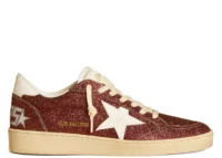 Golden Goose Ball-Star Burgundy Glitter White Star Heel (W)