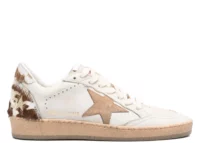 Golden Goose Ball-Star Dirty White Leather Coffee Suede Star Animal Heel Platform (W)