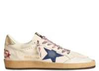 Golden Goose Ball-Star White Nappa Blue Star Platinum Heel