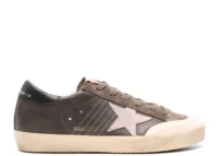 Golden Goose Super-Star Brown Leather Rose Suede Star Black Heel (W)