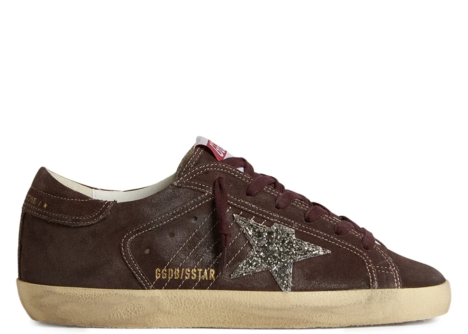 Golden Goose Super-Star Brown Suede Silver Glitter Star (W)