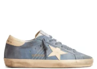 Golden Goose Super-Star Light Blue Suede Beige Star Heel (W)