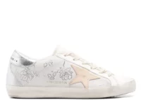 Golden Goose Super-Star White Swarovski Gray Star Silver Heel (W)