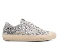 Golden Goose V-Star Silver Glitter Gray Suede Star Heel (W)