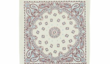 Kujten Large Cashmere Bandana Hachiko Bico White Burgundy Sienna