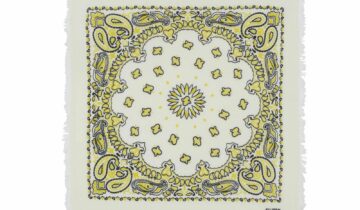 Kujten Large Cashmere Bandana Hachiko Bico Yellow Black