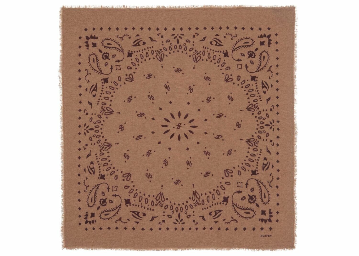 kujten large cashmere bandana hachiko camel bordeaux